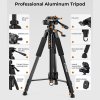 CIGMAN CTP01 1.5m/59inch Laser Level Tripod, with 3-Way Swivel Pan Head and Phone Holder, Quick Release Plate with 1/4" Screw Mount & 5/8" UNF Adapter Nut