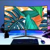 FYHXele FY24FMC-W Gaming Monitor, 24inch 1080P FHD 16:9 VA Screen, 75Hz Refresh Rate, 2800R MVA Panel, 2ms Response Time, 99% sRGB, Adjustable Tilt, White