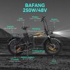 DRVETION AT20 Electric Bike, 250W Motor, 48V 20Ah Battery, 20*4.0 inch Fat Tire, 25km/h Max Speed, 120km Max Range, Mechanical Disc Brake, Lockable Shock Absorber, Shimano 7-speed