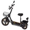 KuKirin C1 Pro Electric Scooter, 500W Motor, 48V 26Ah Battery, 14-inch Pneumatic Tire, Max 100km Range, One-click Folding, Rear Seat & Front Storage Basket, Solid wood pedal, Rearview Mirror Turn signal light - Black