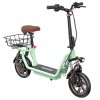 iScooter i12 Electric Scooter with Seat & Rear Basket, 500W Motor, 36V 7.5Ah Battery, 12-inch Pneumatic Tire, 25km/h Max Speed, 35km Max Range, Dual Disc Brakes, Dual Shock Absorption - Green