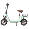 iScooter i12 Electric Scooter with Seat & Rear Basket, 500W Motor, 36V 7.5Ah Battery, 12-inch Pneumatic Tire, 25km/h Max Speed, 35km Max Range, Dual Disc Brakes, Dual Shock Absorption - Green