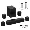 Ultimea Aura A60 7.1 Soundbar + 2 Pair * Steady 310 Speaker Stands, Smart APP & Voice Control, BassMX Technology, 350W Peak Power, HDMI eARC, 4 Surround Speakers, for Smart TV