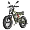 Fafrees F20 Ultra Electric Bike, 750W Motor, 48V 25Ah Battery, 20*5.0 inch Fat Tires, 140km Max Range, Hydraulic Disc Brakes, Hydraulic Suspension, Shimano 7-speed - Black Green