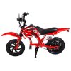 JKING C6 Electric Motorcycle for Kids, 200W Motor, 2600mAh Rechargeable Battery, 12 inch Tires, 16km/h Max Speed, 2 Hours Endurance Time, 12km Range - Red