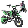 A14 Kids Electric Motorcycle, 500W Motor, 36V 5.2Ah Battery, 14 inch Tires, 27km/h Max Speed, 22km Range, Rear Disc Brake, Dual Shock Absorption, LCD Display - Green