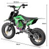 A14 Kids Electric Motorcycle, 500W Motor, 36V 5.2Ah Battery, 14 inch Tires, 27km/h Max Speed, 22km Range, Rear Disc Brake, Dual Shock Absorption, LCD Display - Green