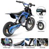 A14 Kids Electric Motorcycle, 500W Motor, 36V 5.2Ah Battery, 14 inch Tires, 27km/h Max Speed, 22km Range, Rear Disc Brake, Dual Shock Absorption, LCD Display - Blue