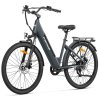 Foride Roamer 1 Step-thru Electric Bike, 250W Motor, 36V 13Ah Battery, 27.5 inch Tires, 25km/h Max Speed, 100km Max Range, Disc Brake, Suspension with Lockout, Shimano 7-speed - Grey