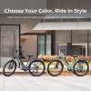 Foride Roamer 1 Step-thru Electric Bike, 250W Motor, 36V 13Ah Battery, 27.5 inch Tires, 25km/h Max Speed, 100km Max Range, Disc Brake, Suspension with Lockout, Shimano 7-speed - Green