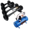 Sada 4 vzduchových trúb 150 dB 12V kompresor 120 psi 6 L nádrž