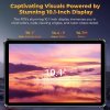 OUKITEL RT9 Rugged Tablet, 10.1 inch 1280*800 IPS Screen, Unisoc T606 8 Cores, Android 14, 6GB RAM 256GB ROM, 11000mAh Battery, 16MP+16MP Cameras, 2.4G/5G WiFi Bluetooth 5.0, GPS/Galileo/GLONASS/BDS, Dual SIM 4G LTE, Reverse Charge - Black