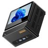 AOOSTAR GFLIP Mini PC Barebone (No RAM No SSD), 5 inch 1920*1080 60Hz Screen, AMD Ryzen Al 9 HX 370 12 Core Max 5.1GHz, 2*USB4+HDMI 4K 240Hz Triple Display, WiFi 7, 2*2.5G RJ45, 2*USB3.2, 2*USB2.0, 1*OCuLink, 1*Audio, Fingerprint Unlocking
