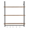 Nástenná polica z rúrok, 3 police, drevené dosky, 32×9.84in, čierna
