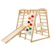 Detské vnútorné lezecké ihrisko 7v1 drevo, lano, hojdačka 47.2×58×56in