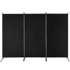 Paraván 3-panelový skladací prenosný voľne stojaci čierny do domu