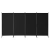 Paraván 4 panely, skladací a prenosný, voľne stojaci čierny pre izbu