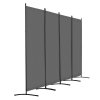 Paraván 4-panelový skladací prenosný voľne stojaci sivý do miestnosti