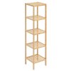 Stojaca polica 5 poschodí bambusová, úzka, pre kúpeľňu a kuchyňu