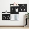 Sada pegboard panelov 11"×11", 4 ks, čierna, s doplnkami na stenu