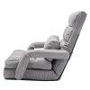 Podlahové skladacie kreslo, 5 polôh, opierka chrbta a opierky rúk, sivé