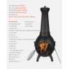 Chiminea 22 inch guľatá záhradná pec na drevo s grilom a komínom