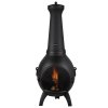 Chiminea 22 inch guľatá záhradná pec na drevo s grilom a komínom