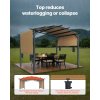 Pergola 12 × 10 ft kovová s oblúkovou strechou a sťahovacou markízou