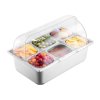 Stolový zásobník na jedlo, 6 nerez vaničiek, priehľadné viečko, 3 boxy