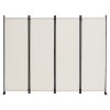 Skladací paraván 4 panely, textilný, samostatne stojaci, biely