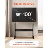 Mobilný stojan na tv 55–100 inch, nastaviteľný, 800 × 600 mm, 205 lbs