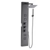 Sprchový panel nástenný 49 in brúsená nerez, dažďová hlavica, 4 trysky