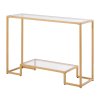 Konzolový stôl 2-poschodový s tvrdeným sklom, zlatý, proti prevráteniu