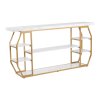 Konzolový stôl s mramorovou doskou, 3 police, zlatá konštrukcia