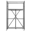 Skladací 4-policový regál 36w×21d×60h inch, 5 kolies, 4 háčiky