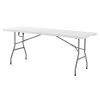 Skladací plastový stôl 6 ft rozkladací na polovicu s rukoväťou, biely