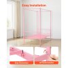 Kovová twin posteľ s 4 stĺpmi, úložný priestor, lamely, ružová