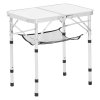 Skladací stôl na kempovanie, nastaviteľná výška, 24×16in, hliník/mdf