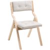 Sada 2 skladacích stoličiek s poduškami, drevený rám, béžová