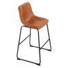 Barové stoličky sada 4, 65 cm, pu koža, opierka, kovové nohy, hnedé
