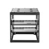 Otvorený sieťový rack 10u, 585 mm hĺbka, nástenný/podlahový, 4 stĺpy