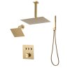 Sprchový systém termostatický 305×152 mm, 2v1 ručná, brúsené zlato