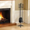Súprava krbových náradí 4 ks s stojanom, lopatka, kefa, píka, čierna