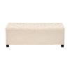 Úložný taburet s gombíkmi, výklopné veko, ľanové čalúnenie, béžový