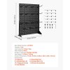 Stolový pegboard stojan 43×33 cm, 15 háčikov, valcovaná oceľ, čierny