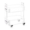 Akrylový stolík na kolieskach, 2 police, priehľadný, 30.5×41.6×48 cm