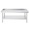 Nerezový pracovný stôl 30×60×26 inch s 3-stranným lemom pre kuchyne