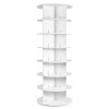 Stojan na topánky, 7 poschodí, 360° otočný, biely s otočnou platformou