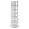 Otočný stojan na topánky 7 poschodí, 360° otáčavý, voľne stojaci biely