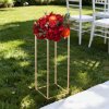 Svadobný stojan na kvety 10 ks, stĺpik 60 cm, zlatý kovový laminát